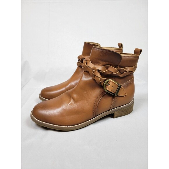 Earth Nicole Ankle Booties Womens Size 7.5M Medium Brown Leather Zip Comfort - Picture 1 of 8